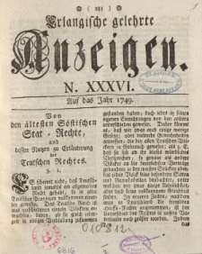 [Erlangischen/Hannoversche/Dresdener] gelehrten Anzeigen, 1749-1765