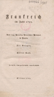 Frankreich im Jahr 1795. Aus den Briefen deutscher Männer in Paris