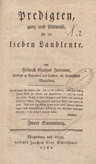 Predigten, ganz und stückweise, für die lieben Landleute […] Zwote Sammlung