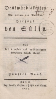 Denkwürdigkeiten Maximilian von Bethüne Herzogs von Sülly […] Fünfter Band