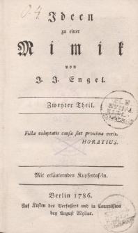 Ideen zu einer Mimik von J. J. Engel. Zweyter Theil
