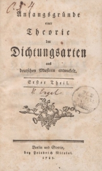 Anfangsgründe einer Theorie der Dichtungsarten aus deutschen Mustern entwickelt. Erster Theil