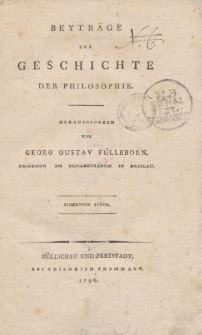 Beyträge zur Geschichte der Philosophie […] Siebentes Stück
