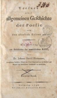 Versuch einer allgemeinen Geschichte der Poesie von den ältesten Zeiten an. Ein Beitrag zur Geschichte der menschlichen Kultur […] Zweiter Band