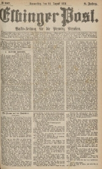 Elbinger Post, Nr.197 Donnerstag 24 August 1876, 3 Jh