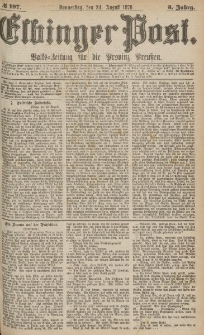 Elbinger Post, Nr.197 Donnerstag 24 August 1876, 3 Jh