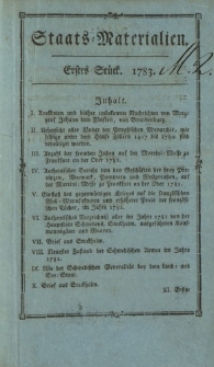 Staats-Materialien und historisch-politische Aufklärungen für das Publikum: vorzüglich zur Kenntniß des deutschen Vaterlandes in ältern und gegenwärtigen Zeiten, Erstes-Sechstes Stück