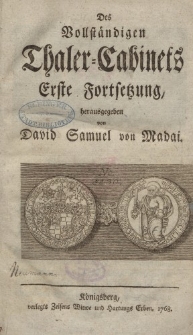 Des Vollständiges Thaler-Cabinet [ … ], 1768-1769