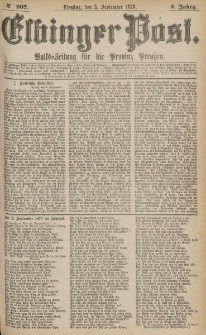 Elbinger Post, Nr.207 Dienstag 5 September 1876, 3 Jh