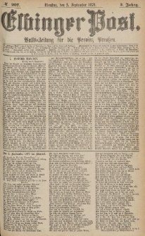 Elbinger Post, Nr.207 Dienstag 5 September 1876, 3 Jh
