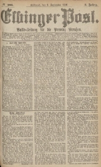Elbinger Post, Nr.208 Mittwoch 6 September 1876, 3 Jh