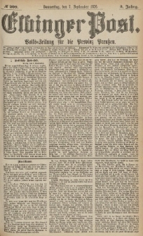 Elbinger Post, Nr.209 Donnerstag 7 September 1876, 3 Jh