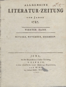 Allgemeine Literatur-Zeitung vom Jahre 1787. Vierter Band. October, November, December.