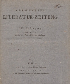 Allgemeine Literatur-Zeitung vom Jahre 1794. Dritter Band. Julius, August, September.