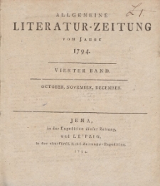 Allgemeine Literatur-Zeitung vom Jahre 1794. Vierter Band. October, November, December.