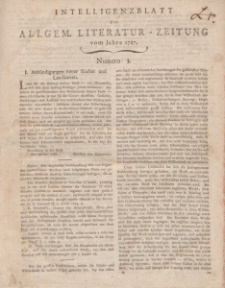 Intelligenzblatt der Allgemeinen Literatur-Zeitung vom Jahre 1787. Numero 1-54.