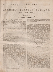 Intelligenzblatt der Allgemeinen Literatur-Zeitung vom Jahre 1788. Numero 2-66.