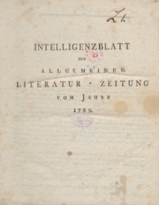 Intelligenzblatt der Allgemeinen Literatur-Zeitung vom Jahre 1789. Numero 1-150.