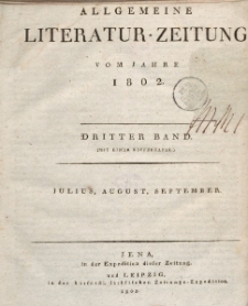 Allgemeine Literatur-Zeitung vom Jahre 1802. Dritter Band. Julius, August, September.