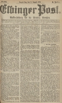 Elbinger Post, Nr.179 Donnerstag 3 August 1876, 3 Jh