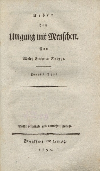 Ueber den Umgang mit Menschen […] Zweyter Theil