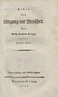 Ueber den Umgang mit Menschen […] Dritter Theil