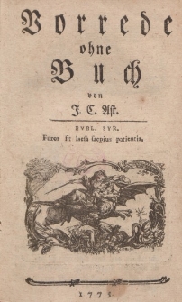 Vorrede ohne Buch von J.C. Ast