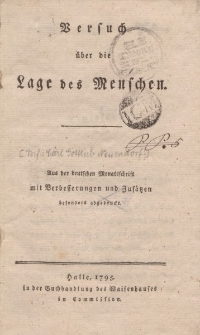 Versuch &uuml;ber die Lage des Menschen [&hellip;]