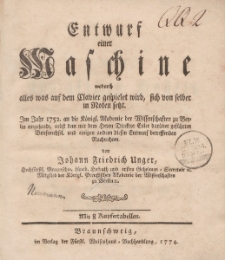 Entwurf einer Maschine wodurch alles was auf dem Clavier gespielet wird, sich von selber in Noten setzt […]