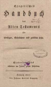 Exegetisches Handbuch des Alten Testaments für Prediger, Schullehrer und gebildete Leser. Siebentes Stück enthaltend den Jesaias; zweyte Abtheilung