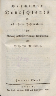Geschichte Deutschland im achtzehnten Jahrhunderte. Ein Nachtrag zu Risbeks Geschichte der Deutschen […] Zweiter Theil