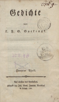 Gedichte von L.F.G. Goekingk. Zweyter Theil