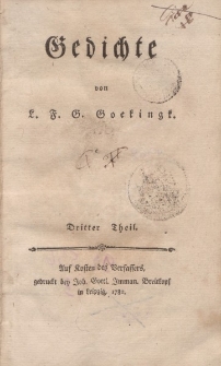 Gedichte von L.F.G. Goekingk. Dritter Theil
