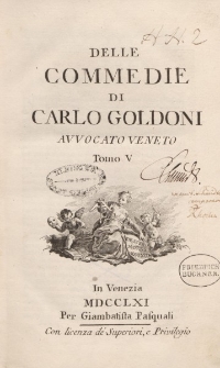 Delle commedie di Carlo Goldoni avvocato veneto. Tomo V