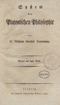 System der Platonischen Philosophie […] Vierter und letzter Band