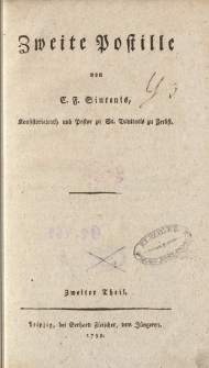 Zweite Postille von C.F. Sintenis […] Zweiter Theil