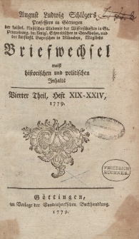 August Ludwig Schlözer’s […] Briefwechsel meist historischen und politischen Inhalts. Vierter Theil, Heft XIX-XXIV, 1779