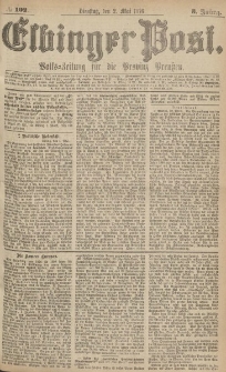 Elbinger Post, Nr.102 Dienstag 2 Mai 1876, 3 Jh