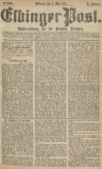 Elbinger Post, Nr.103 Mittwoch 3 Mai 1876, 3 Jh