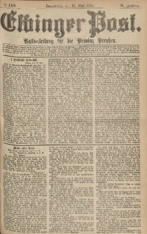 Elbinger Post, Nr.115 Donnerstag 18 Mai 1876, 3 Jh