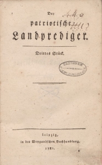 Der patriotische Landprediger. Drittes Stück
