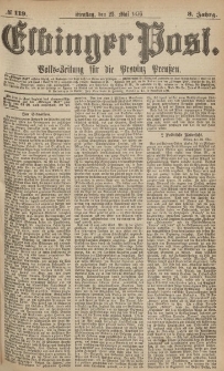 Elbinger Post, Nr.119 Dienstag 23 Mai 1876, 3 Jh