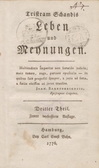 Tristram Schandis Leben und Meynungen. […] Dritter Theil. Zwote verbesserte Auflage