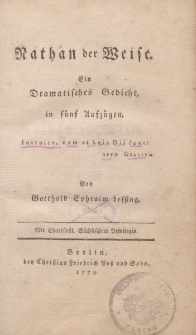 Nathan der Weise. Ein Dramatisches Gedicht, in fünf Aufzügen […]