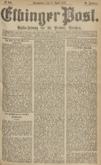 Elbinger Post, Nr.84 Sonnabend 8 April 1876, 3 Jh