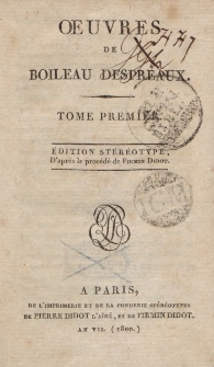 Oeuvres de Nicolas Boileau Despréaux. Tome premier […]