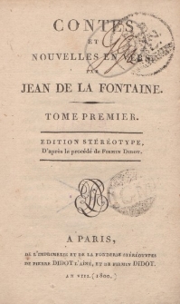 Contes et nouvelles en vers par Jean de La Fontaine. Tome premier […]