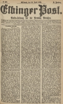 Elbinger Post, Nr.87 Mittwoch 12 April 1876, 3 Jh
