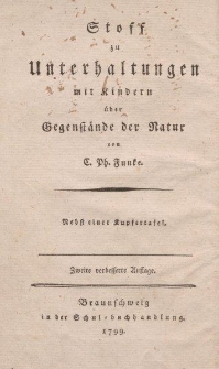 Stoff zu Unterhaltungen mit Kindern über Gegenstände der Natur von C. Ph. Funke