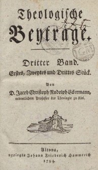 Theologische Beyträge. Dritter Band […]